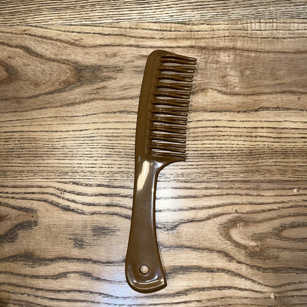 Vintage Double Row Detangling Wide‎ Tooth Handle Hair Comb Brown 8.25"